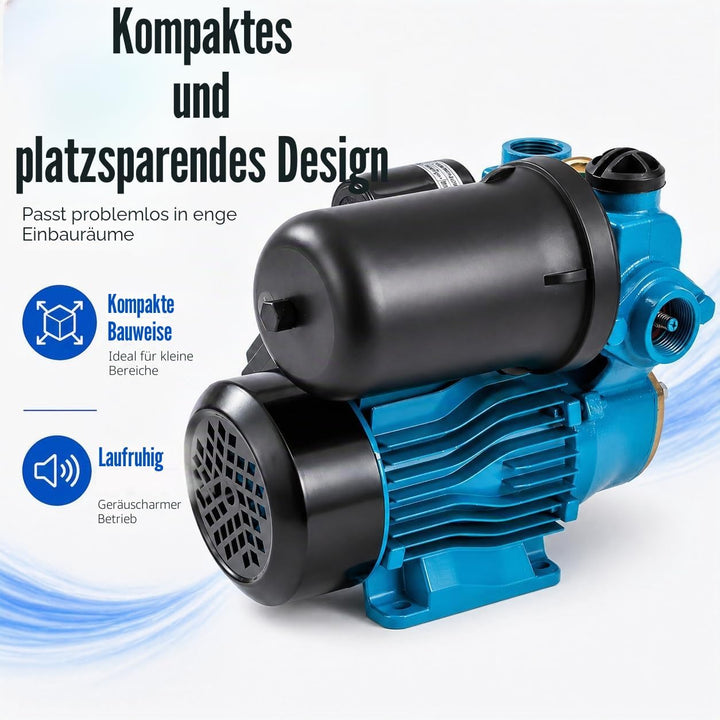 KATSU Wasserpumpe Hauswasserwerk Gartenpumpe 150W, Abschaltautomat mit einstellbarer Druckregelung,
