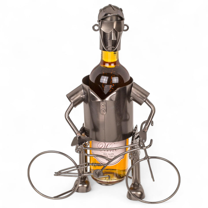 MIJOMA Weinflaschenhalter Fahrradfahrer aus Metall – Deko-Weinständer für 1 Flasche, Handarbeit, ori