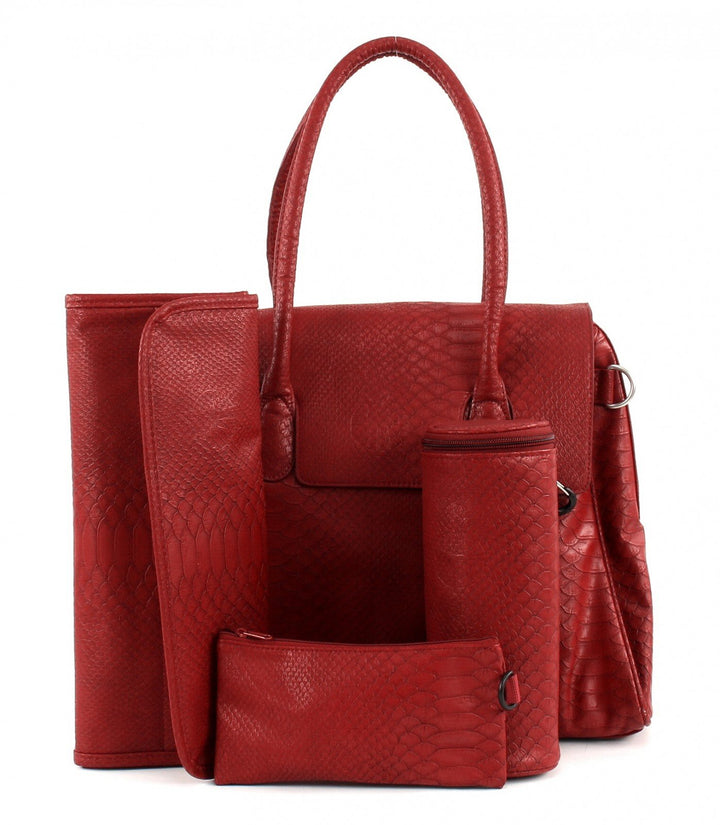 LÄSSIG Baby Wickeltasche Babytasche Stylische Tasche inkl. Wickelzubehör/Tender Brief Bag Red Dragon