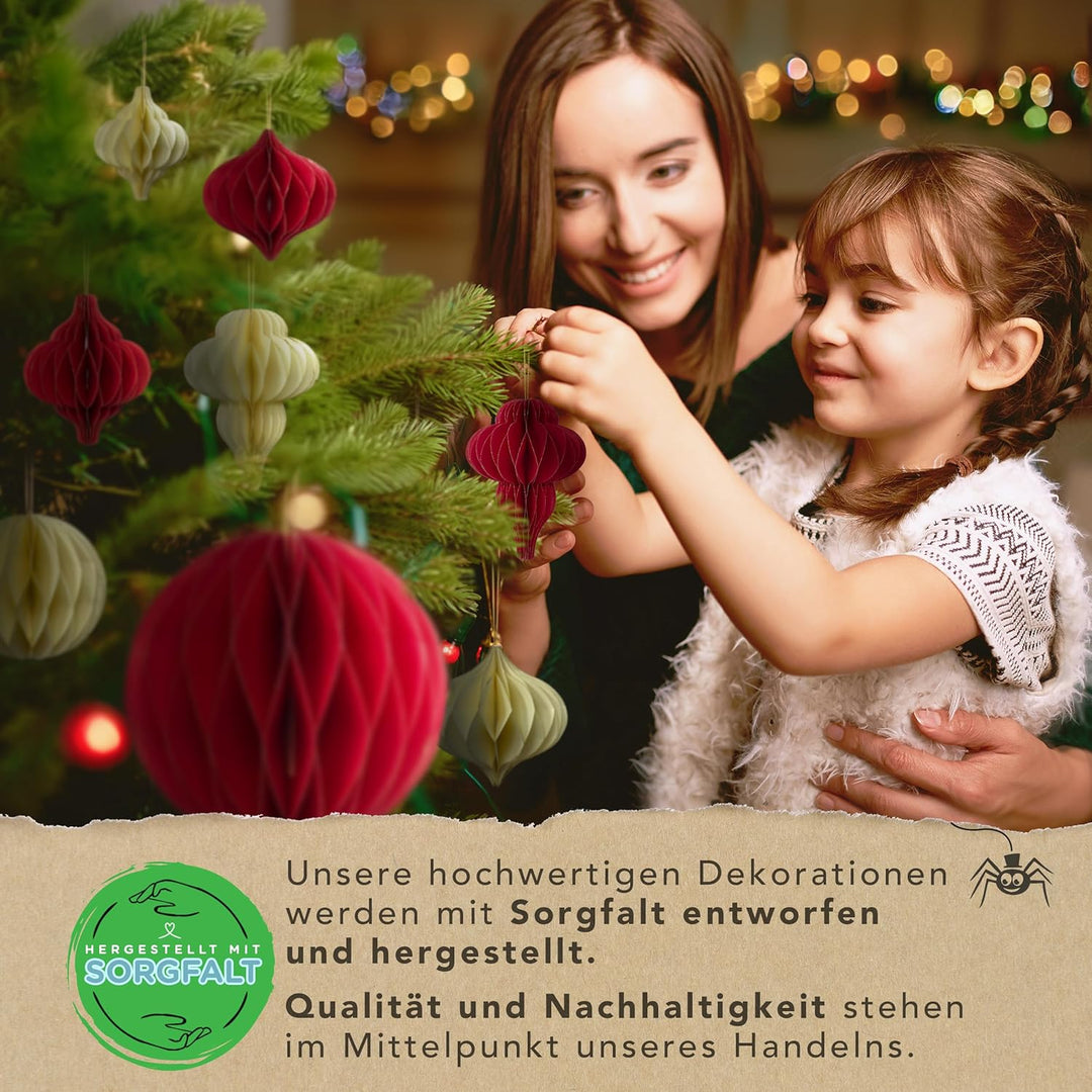 Premium Wiederverwendbare Weihnachtsdeko - Christbaumschmuck, Papier Weihnachtskugeln, Weihnachtsbau