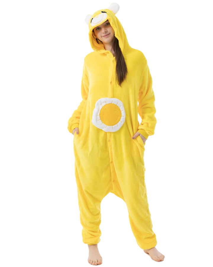 Glücksbärchi Kostüm Onesie Jumpsuit Karneval, gelb, XL XL Glücksbärchi Sonnenschein Gelb, XL Glücksb