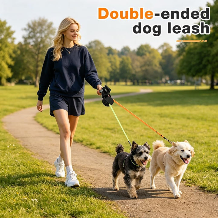 Doppelleine für 2 Hunde Klein, HOVCEH 3 m Hundeleine Flexi mit Licht, Rollleine für Hunde mit 360° D
