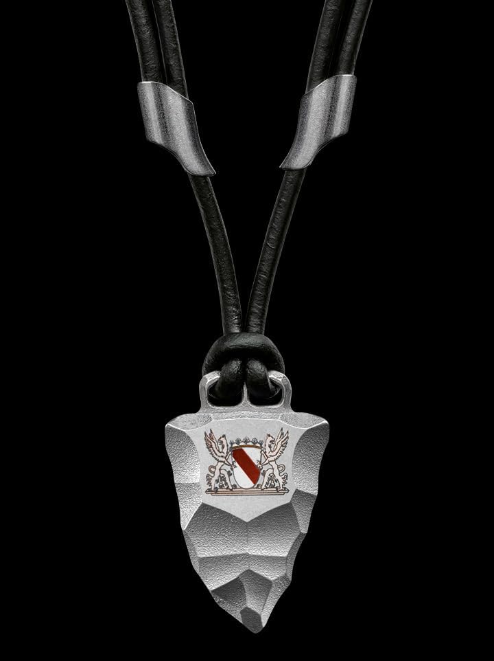 Element of Gods Titan Faustkeil Baden Wappen Anhänger Herrenschmuck mit Lederband in schwarz