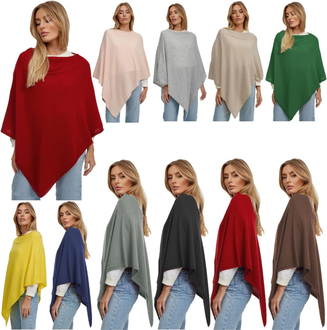 Glamexx24 Damen Strick Poncho Unifarbe Cape Feinstrick XXL Pullover - Eleganz, Stil und Komfort in e
