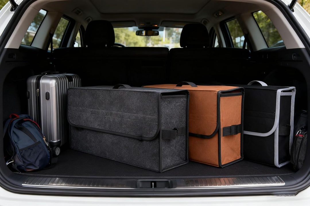 Kofferraum Organizer, Auto kofferraumtasche aus Filz mit Einlegeplatte, Klettband und Gummiband, Fal