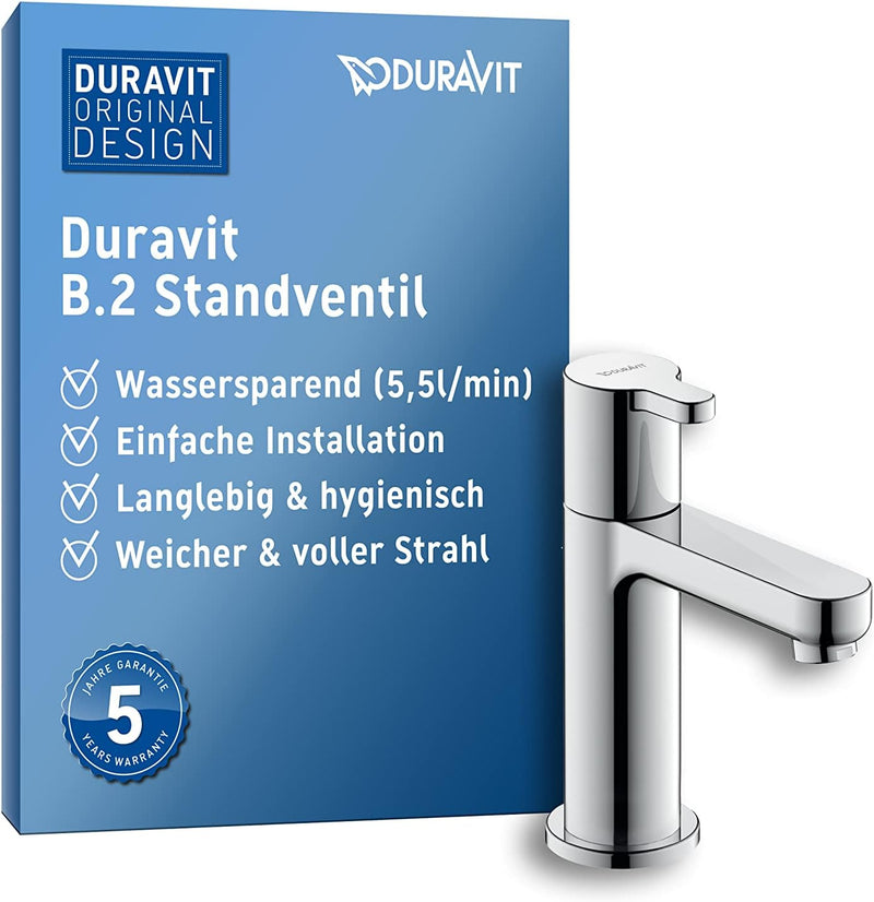 Duravit B.2 Standventil (Auslauf Höhe 89 mm), Kaltwasser Waschtischarmatur, Kaltwasserhahn Bad, Kalt