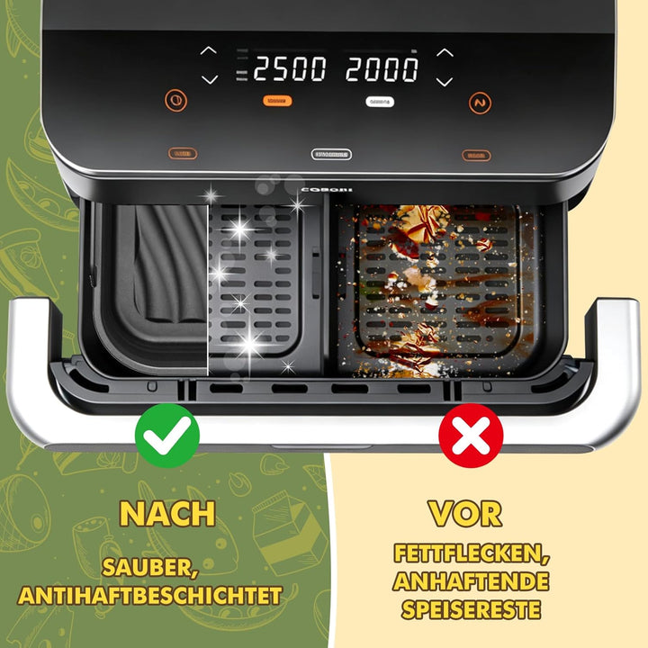 Heissluftfritteuse Zubehör für Cosori Dual Blaze 10L & Ninja AF500EU Foodi Flexdrawer 10,4L, BPA-fre