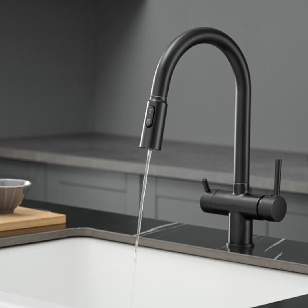 3 Wege Wasserhahn Küche Ausziehbar Messing 2 Griffe 3 Wege Wasserhahn Osmose Schwenkbar Einzelloch-S