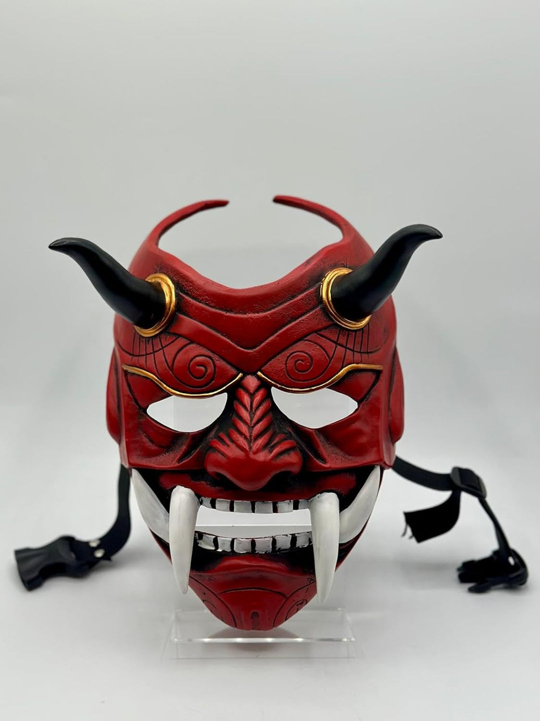 Generisch Oni Maske Rot – Japanische Dämonenmaske aus Harz – Samurai Stil – Kostüm- & Dekomaske für