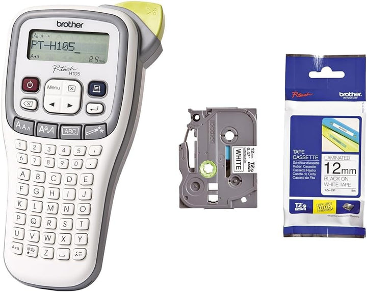 Brother PT-H105 Beschriftungsgerät (für 3,5 bis 12 mm breite TZE-Schriftbänder, bis zu 20 mm/Sek. Dr