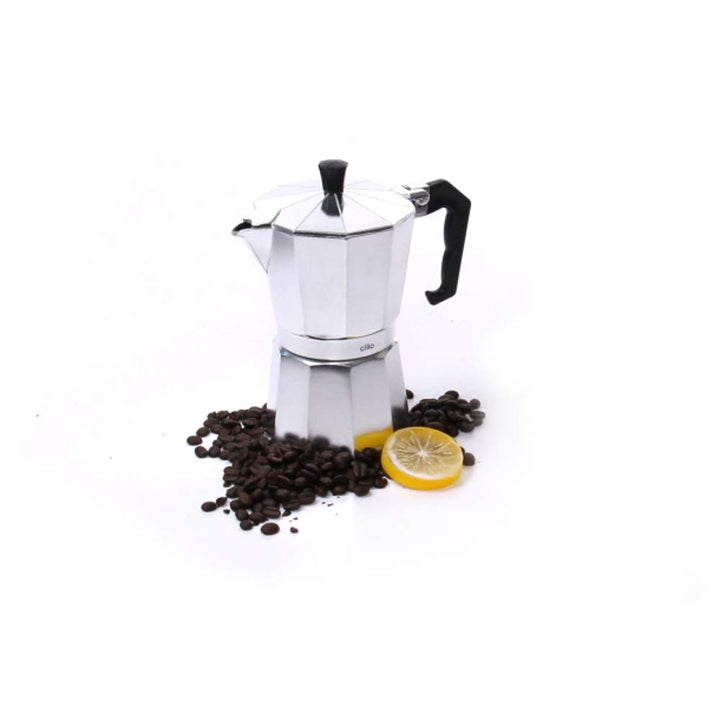 cilio Espressokocher Classico für 6 Tassen | Höhe: 20 cm | Ø: 9 cm | Aluminium-Gehäuse | Silber | Es