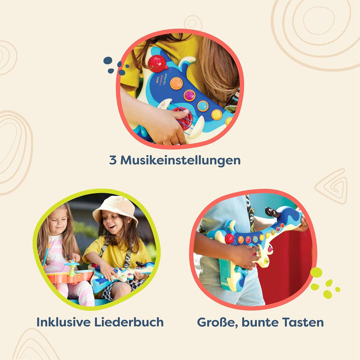 B. toys Woofer Kindergitarre – Spielzeug E Gitarre, Instrument mit Liedern, Akustikgitarre und Hunde