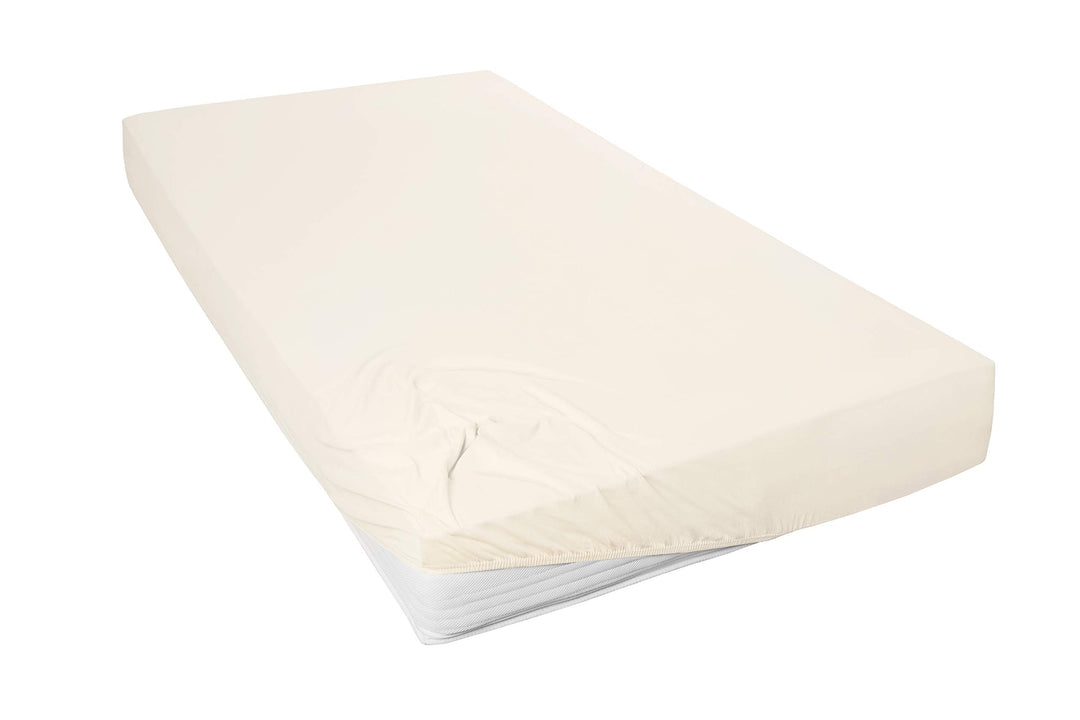 Beddress - Mako-Feinjersey-Spannbetttuch, Ecru, 90-100x200 cm, 100% gekämmte Baumwolle,Ecru