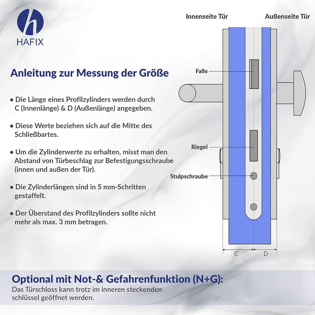 HAFIX® Schliesszylinder Doppelzylinder 35/50mm mit Not- & Gefahrenfunktion & Verschiedenschliessend.