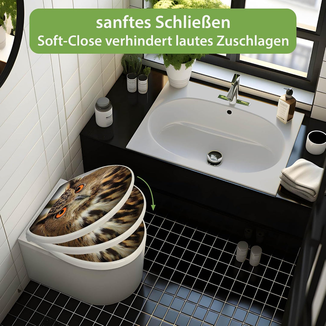 banjado Toilettendeckel mit Absenkautomatik 44,5x37cm - Soft Close Toilettensitz - WC Sitz mit Absen