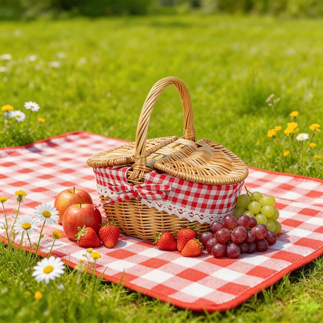 Toddmomy 1 Stück Weidenkorb Für Picknick-Camping Im Freien Natural Weidenkorb mit Deckel und &amp; Liner