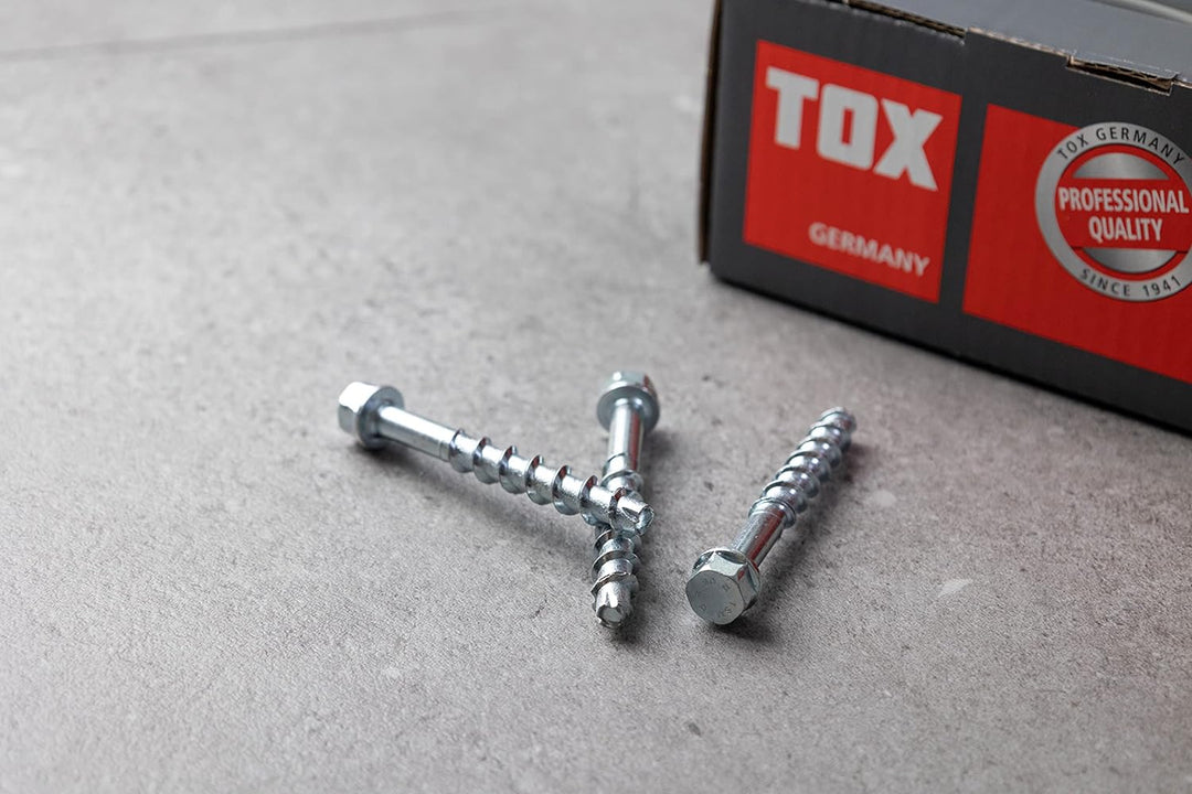 TOX Schraubanker Sumo Max 1 KB 10x100 mm, Sechskantkopf, Stahl verzinkt, für verschiedene Einbautief