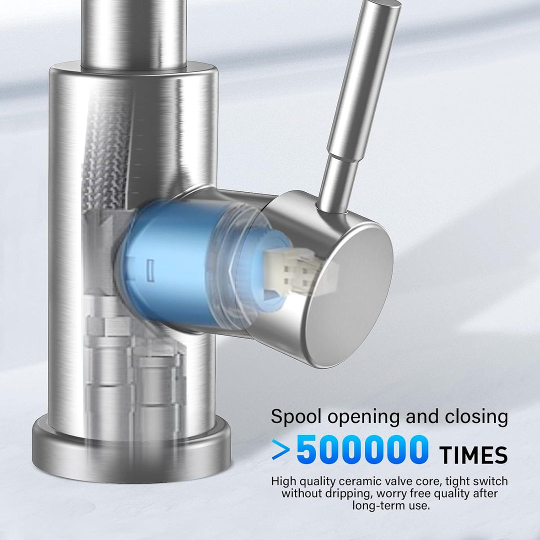 Wasserhahn Küche, Hochdruck Küchenarmatur Edelstahl Armatur Küche, mit 360° Schwenkauslauf | Einhebe
