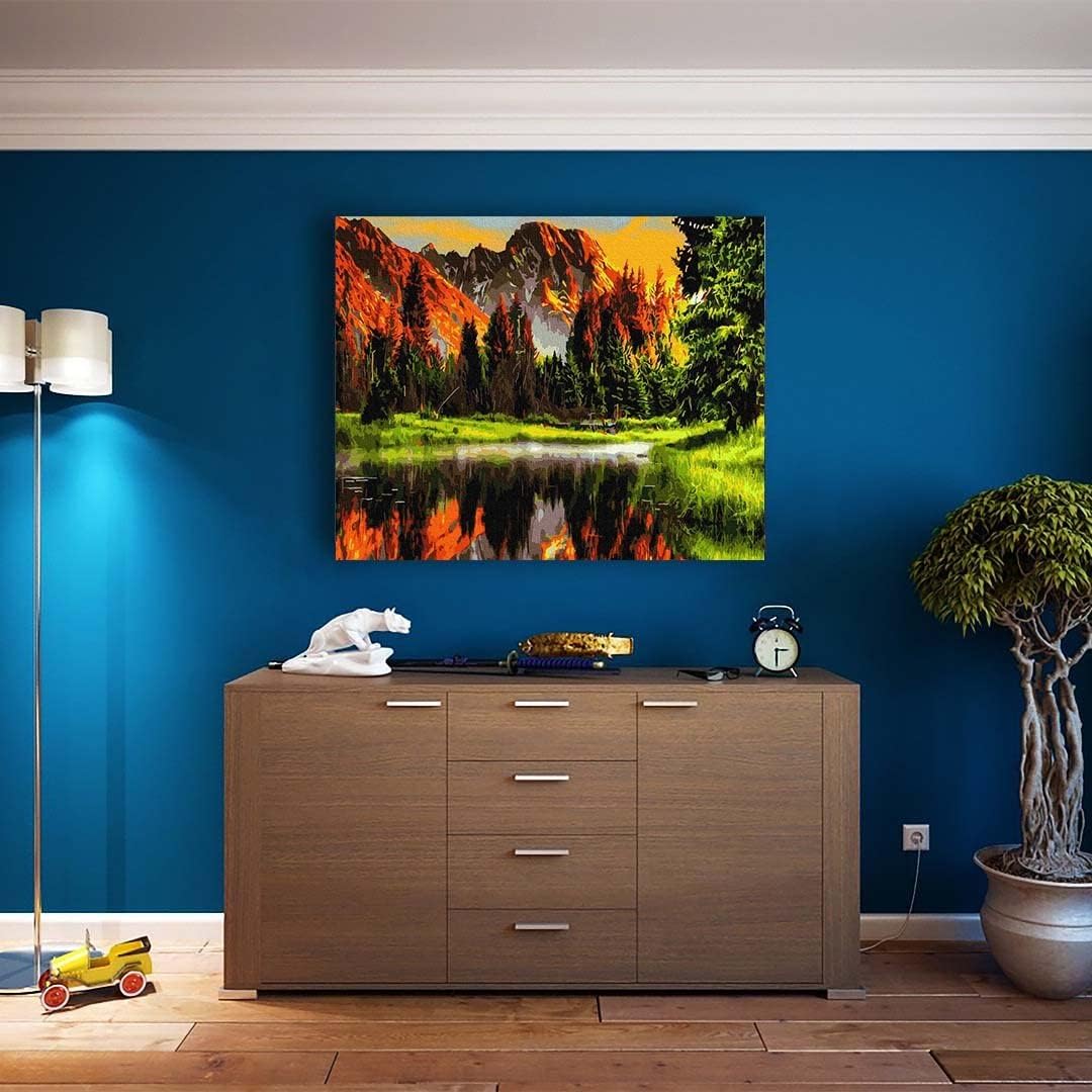 Artnapi Malen nach Zahlen Erwachsene mit Rahmen | DIY Handgemalt | Berglandschaft | Kit für Anfänger