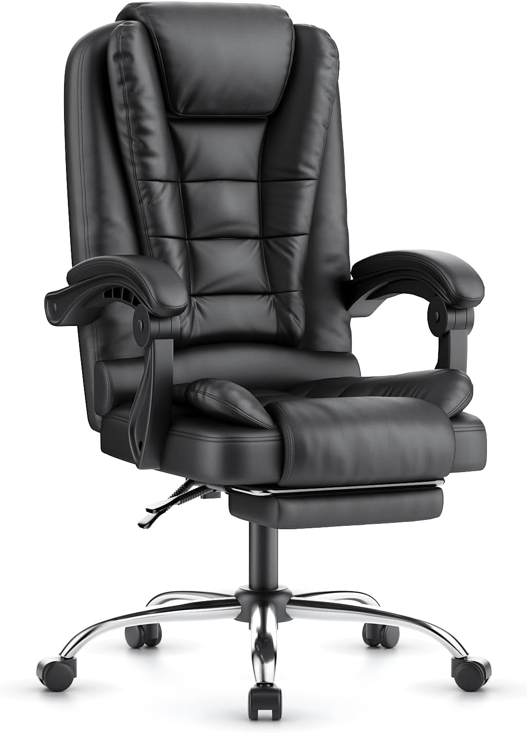 rattantree Bürostuhl Mit Fussstütze, Schreibtischstuhl Ergonomisch, PU Leder Computerstuhl mit Gepol