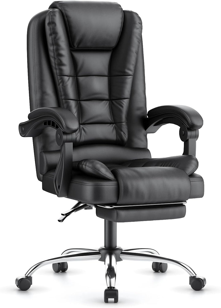 rattantree Bürostuhl Mit Fussstütze, Schreibtischstuhl Ergonomisch, PU Leder Computerstuhl mit Gepol