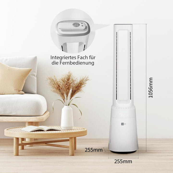 aeco AirX Guard 2-in-1 Turmventilator mit H13 HEPA Luftreiniger Rotorloser Standventilator mit Fernb
