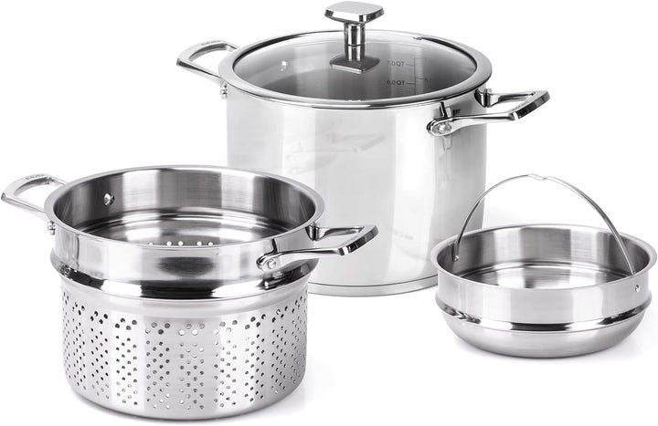 Moneta Accordo Kombi-Kochtopf 24 cm mit Deckel und Doppelkorb, Edelstahl für jedes Herd
