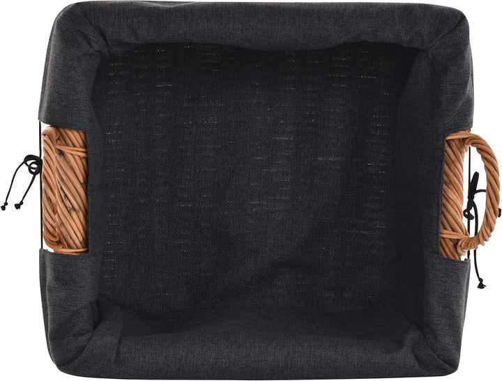 Rattan Kaminholzkorb Flechtkorb mit Inlett Holzkorb Kaminkorb stabil Korb für Holz (klein, Natur) kl