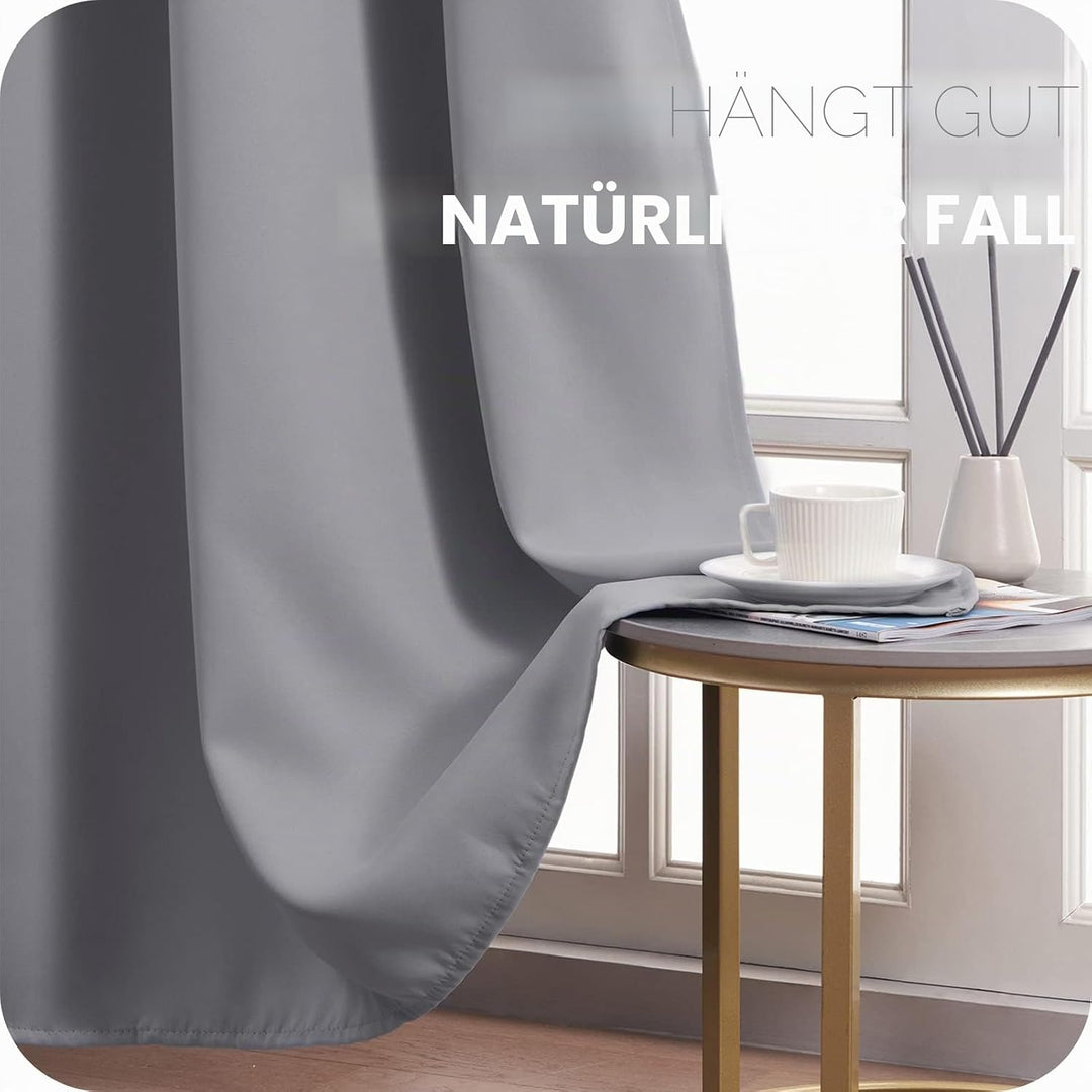 MRTREES Thermovorhang Kälteschutz Hellgrau Gardinen Blickdicht 2er Set Hellgrau 240x140 cm (HxB) Bli