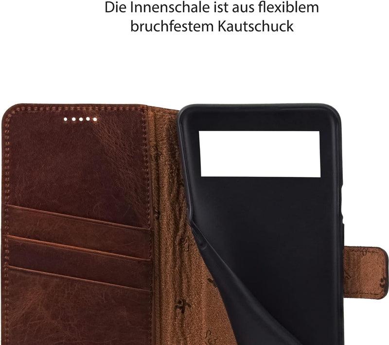 Suncase Book-Style Hülle kompatibel mit Google Pixel 7 5G Leder Tasche (Slim-Fit) Lederhülle Handyta