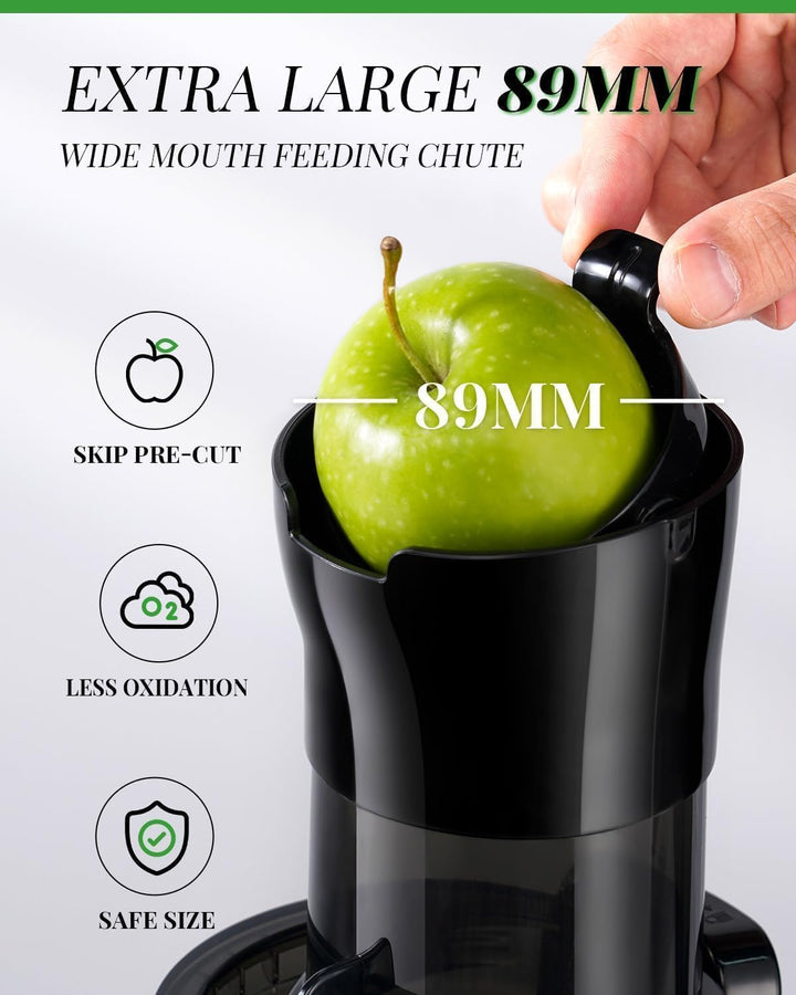 GDOR Slow Juicer Entsafter für Gemüse und Obst mit 90mm XL Einfüllöffnung, Hohe Saftausbeute Entsaft