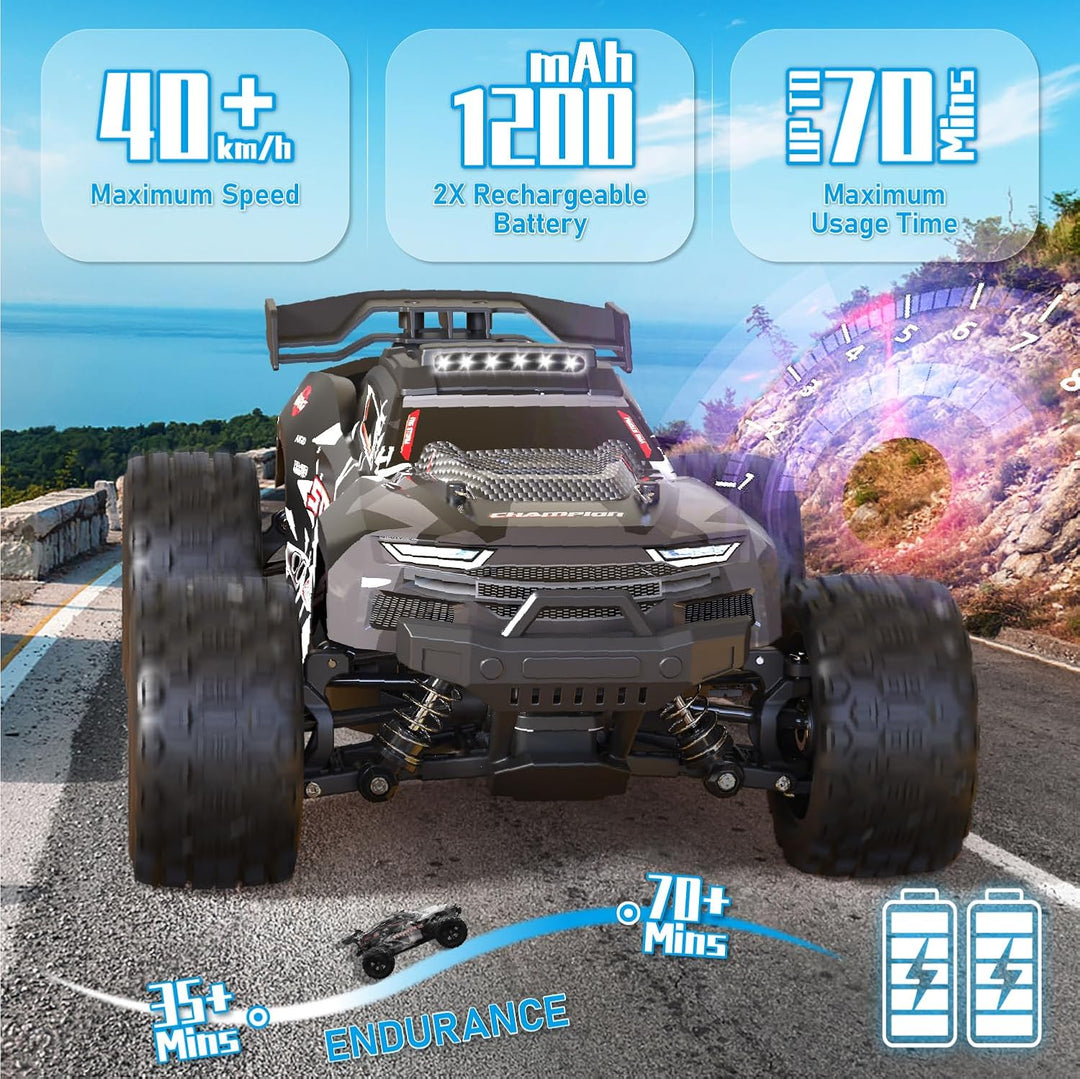 snookids Ferngesteuertes Auto - 1:18 High Speed RC Auto Offroad Buggy 40 km/h, 2,4 GHz 4WD All Terra