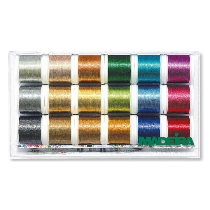 Madeira Klare Box: Metallic: Glatt: 18 x 200 m: Spulen, Metall, Assorted, One Size, 200