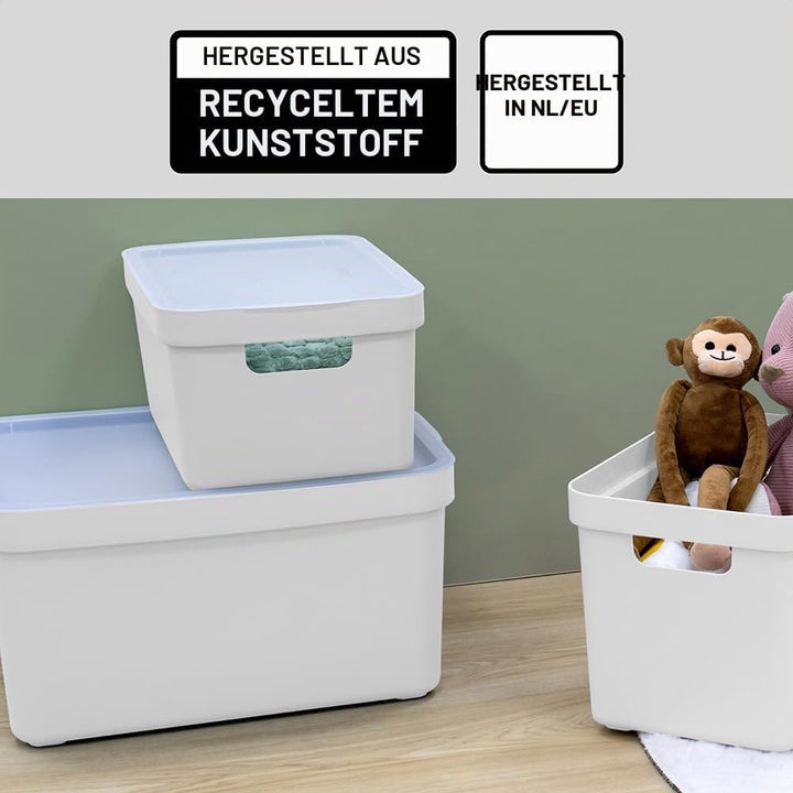 Sunware Aufbewahrungsbox Kunststoff 32L - 44,5x34,5x24,3cm - Kunststoff Aufbewahrungskorb mit Griffe