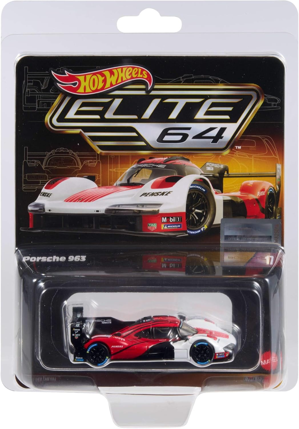 Hot Wheels Elite 64 Porsche 963, Auto im Massstab 1:64, teilweise inspiriert von den legendären Pors