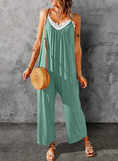 Dokotoo Damen Jumpsuit Ärmellos Jumpsuit Casual Overall Sexy Hosenanzug V-Ausschnitt Playsuit Sommer