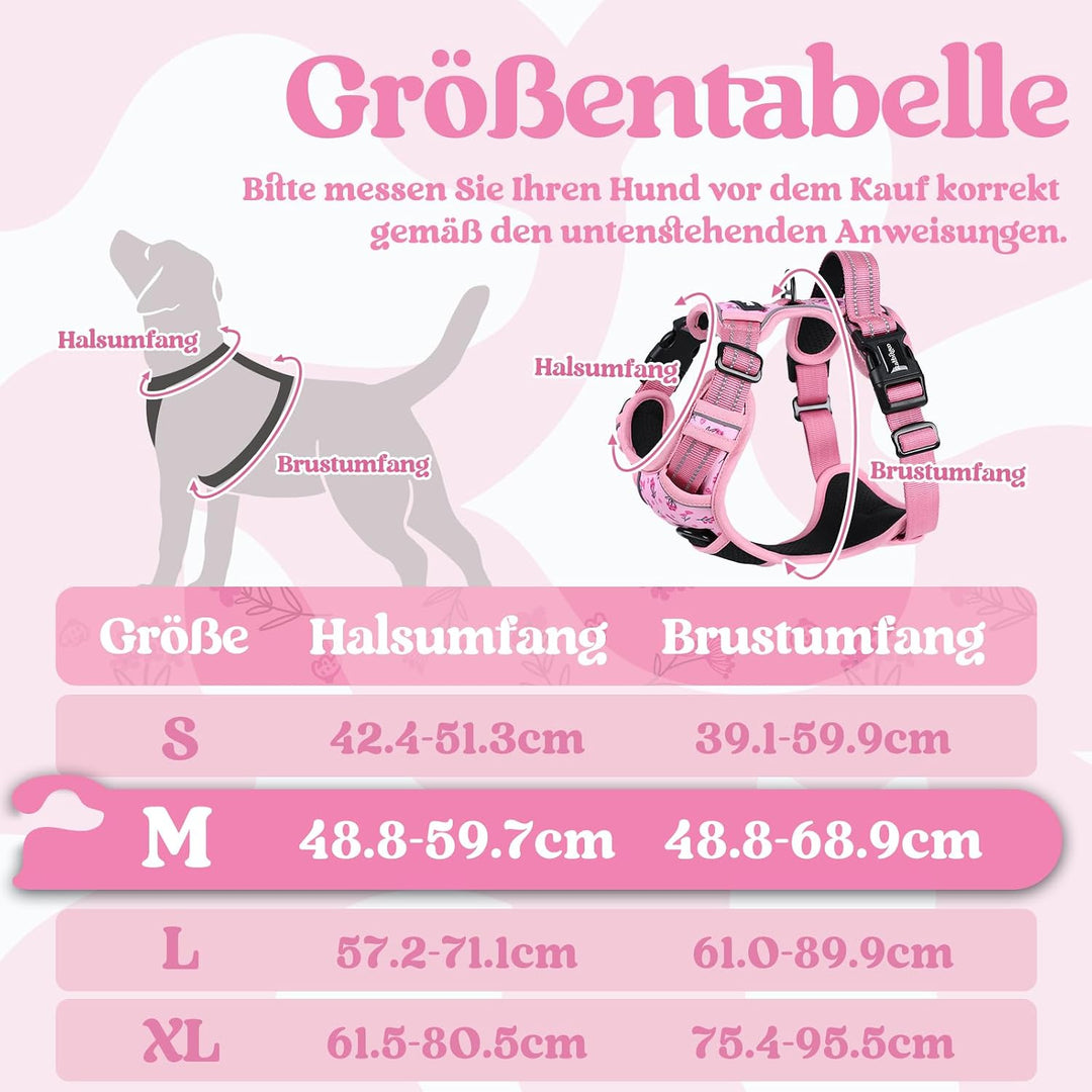 rabbitgoo Hundegeschirr Mittelgrosse Hunde, Verstellbare Geschirr Hund ohne Zug & Würgen, Anti Zug H