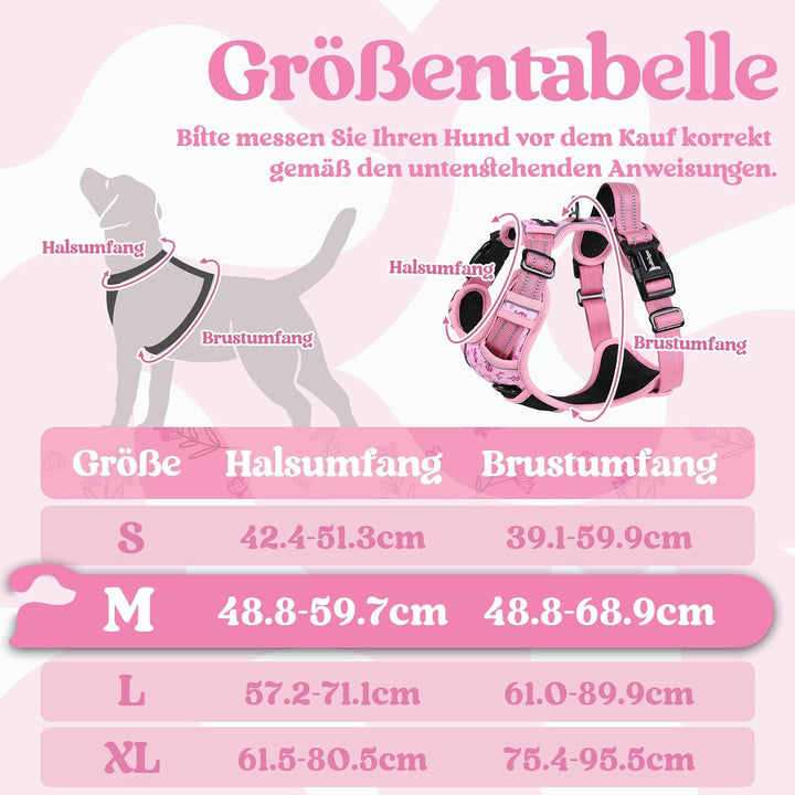 rabbitgoo Hundegeschirr Mittelgrosse Hunde, Verstellbare Geschirr Hund ohne Zug & Würgen, Anti Zug H