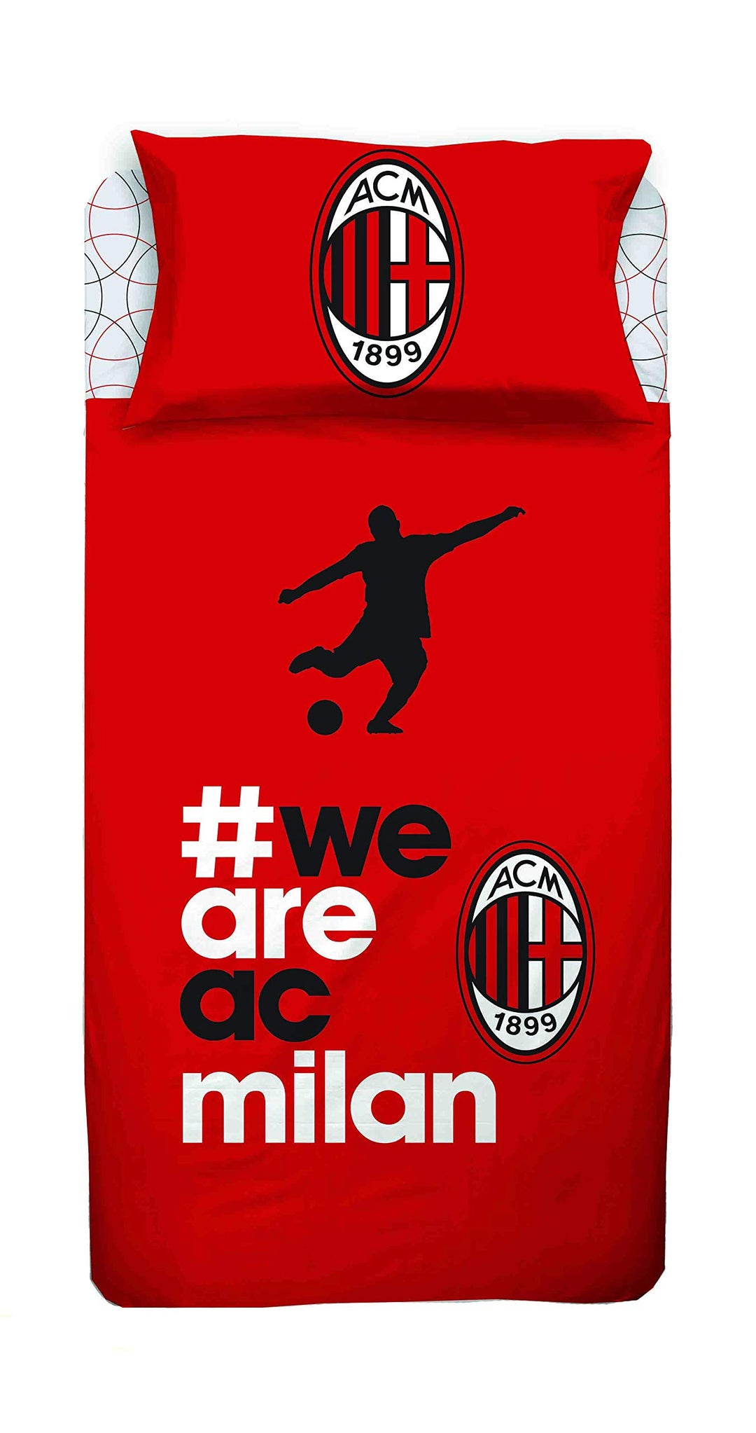 AC Milan Bettwäsche, Baumwolle, Rot, Schwarz, Einzelbett