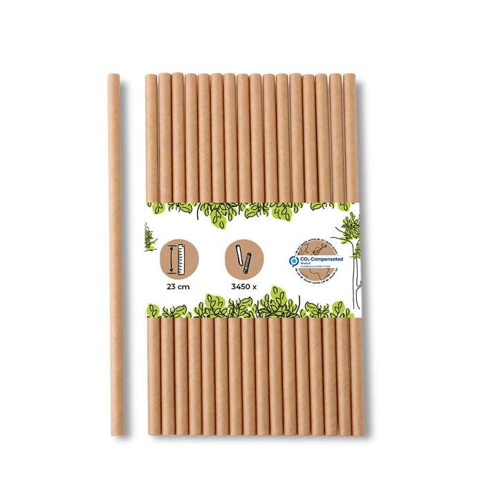 BIOZOYG Jumbo Papier Trinkhalme 23cm Strohhalm 8mm Ø I Trinkhalm biologisch abbaubar I braune Strohh
