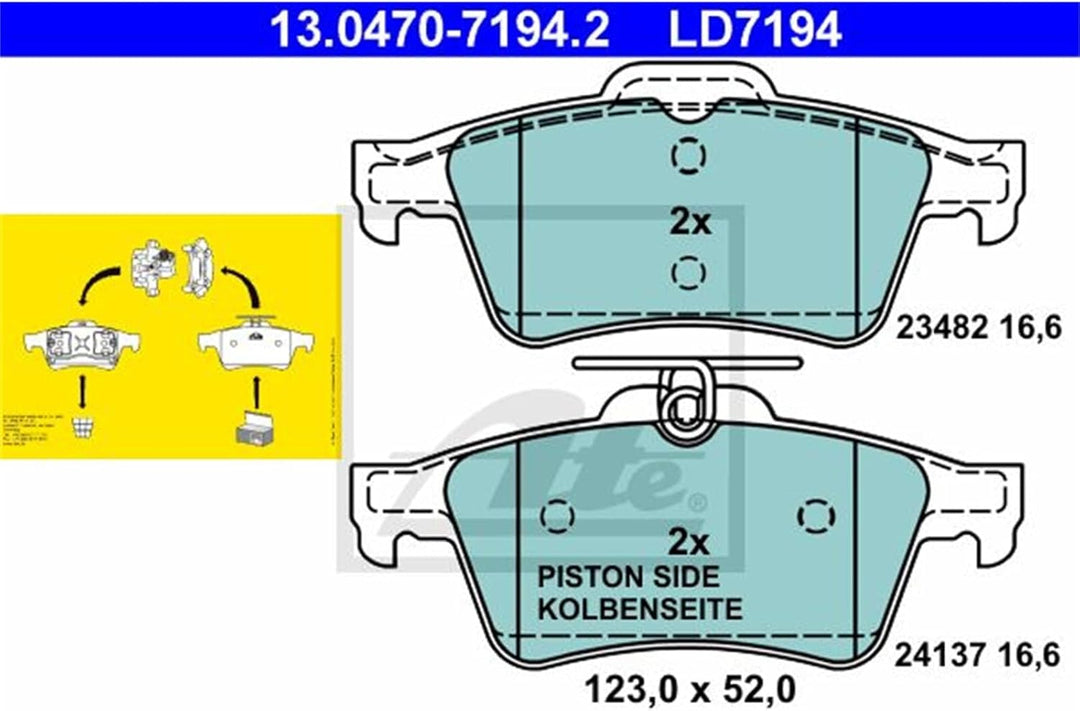 ATE 13.0470-7194.2 Bremsbelagsatz, Scheibenbremse