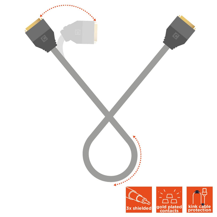 celexon DVI Dual Link Kabel 2,0m - 2x DVI-D (24+1) Stecker - Plug & Play - Professional Line 2m DVI,