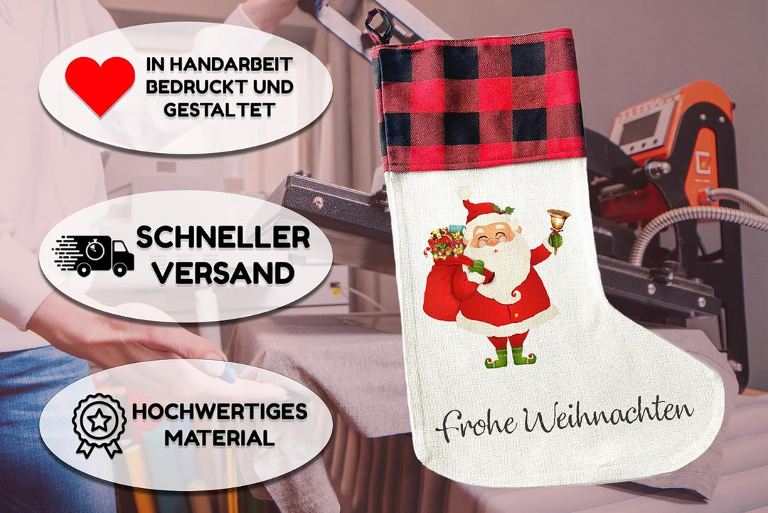LIEBTASTISCH - Personalisierte Weihnachtssocken - 40cm x 30cm - Weihnachtsstrumpf zum Nikolaus oder