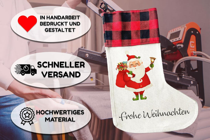 LIEBTASTISCH - Personalisierte Weihnachtssocken - 40cm x 30cm - Weihnachtsstrumpf zum Nikolaus oder