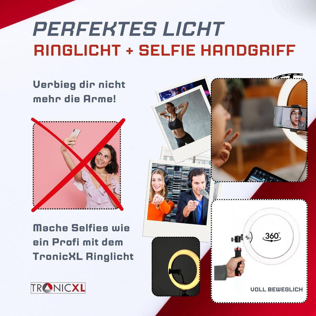 Handgriff + Ringlicht Lampe für Smartphone iPhone Halterung Ständer flexibel Kamerastativ für TikTok