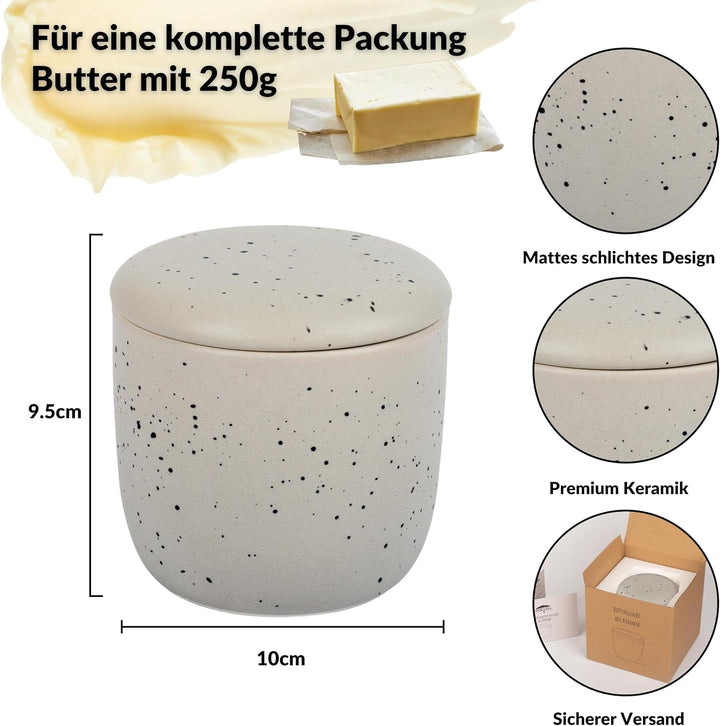 DEKAZIA® Französische Butterdose Grau Wassergekühlt | Butterglocke, Butterfass, Französischer Butter