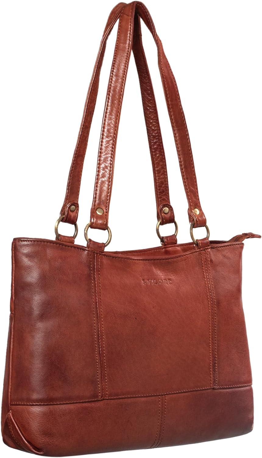 STILORD 'Delilah' Leder Shopper Damen Handtasche Umhängetasche Hobo Bag Retro Schultertasche Lederta
