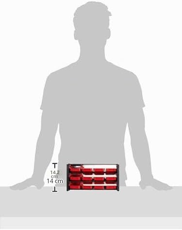 Tayg - Regal mit stapelbarem Sortierer aus Kunststoff, 12 Schubladen, Farbe Schwarz/Rot, Einheitsgrö