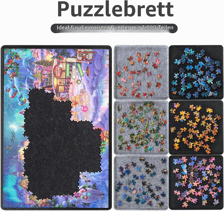 Lavievert Jigsaw Puzzle Brett zur Puzzle Aufbewahrung mit 6 Sortierfächern für bis zu 1000 Teile – S