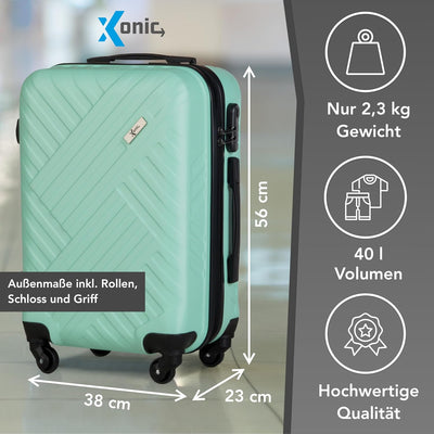 Xonic Design Reisekoffer - Hartschalen-Koffer mit 360° Leichtlauf-Rollen - hochwertiger Trolley mit